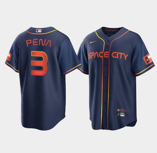Men's Houston Astros #3 Jeremy Peña 2022 Navy City Connect Cool Base Stitched Jersey